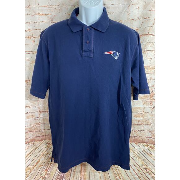NFL Team Apparel New England Patriots Polo Shirt Sz M Navy Blue Short Sleeve - Picture 2 of 7